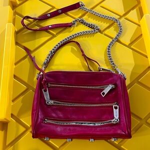❤️Rebecca Minkoff Red Leather Stud Crossbody Chain Purse